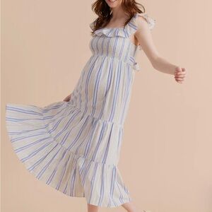 Hatch Collection x Pea In The Pod XS Ruffled Smocked Midi Dress